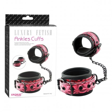 Красно-чёрные кожаные оковы на ноги Ankles Cuffs